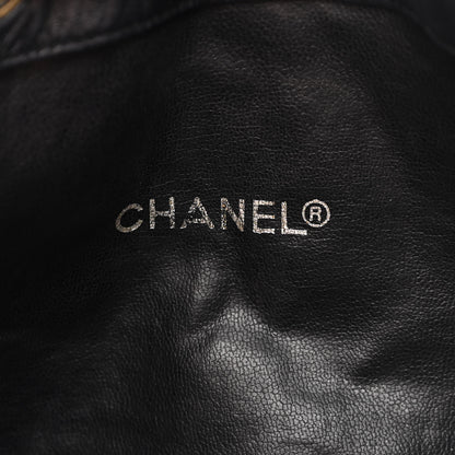 Chanel Grained Calfskin Lambskin Quilted Drawstring Bucket Bag Black 7 of 12