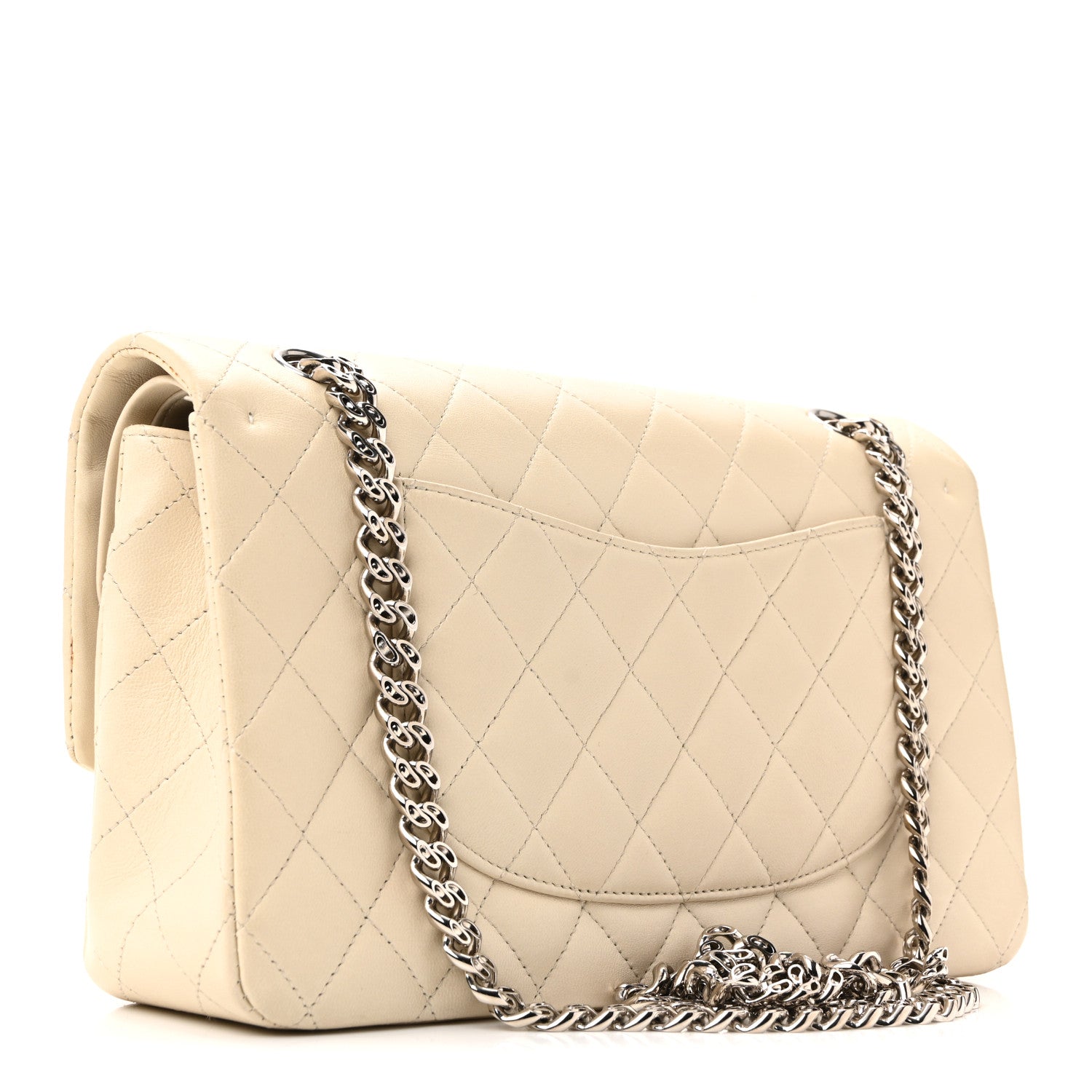 Chanel Lambskin Quilted Medium Double Flap Bijoux Chain Ivory 4 of 23