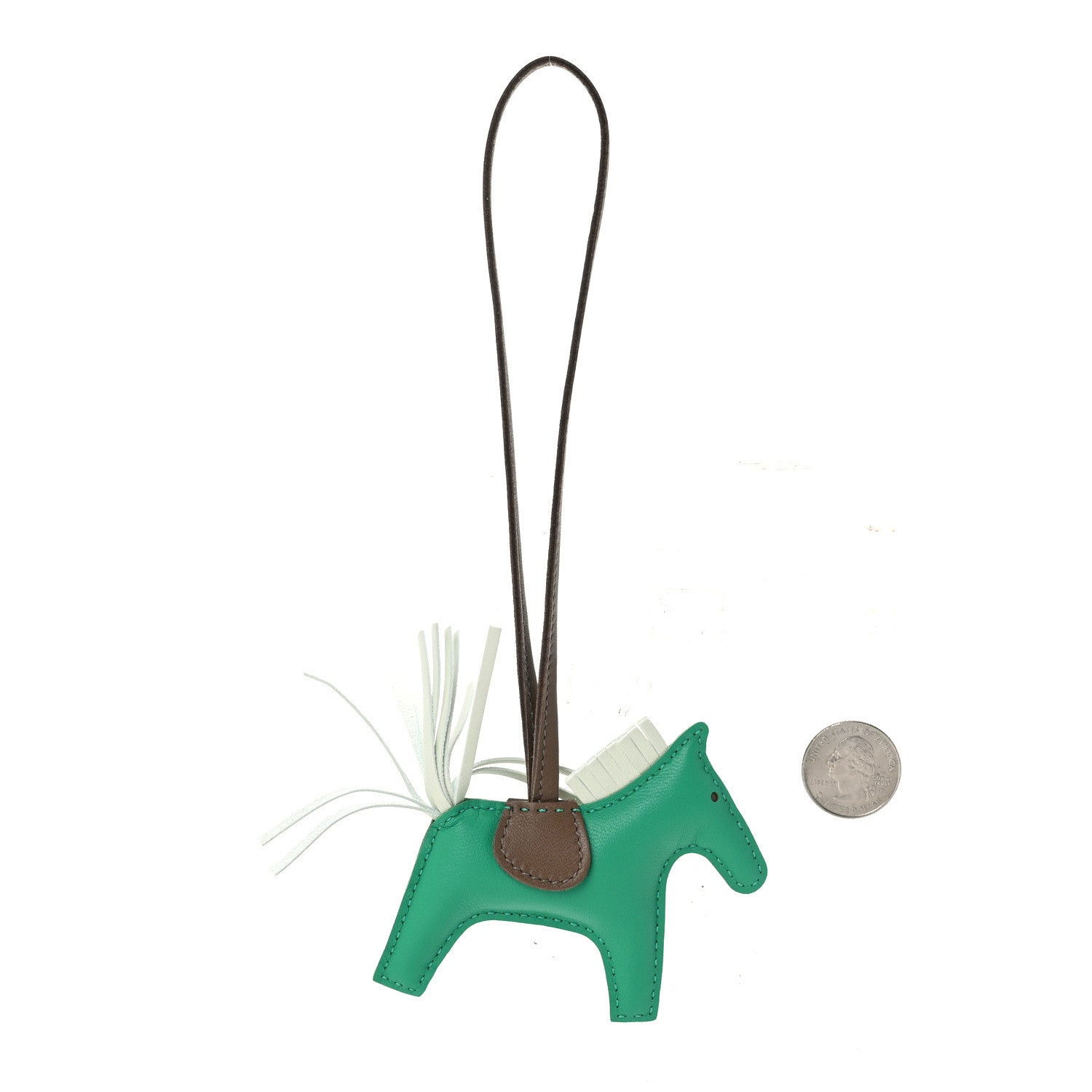 Hermes Milo Lambskin Grigri Rodeo Horse Bag Charm PM Menthe Vert Fizz Etoupe 2 of 5