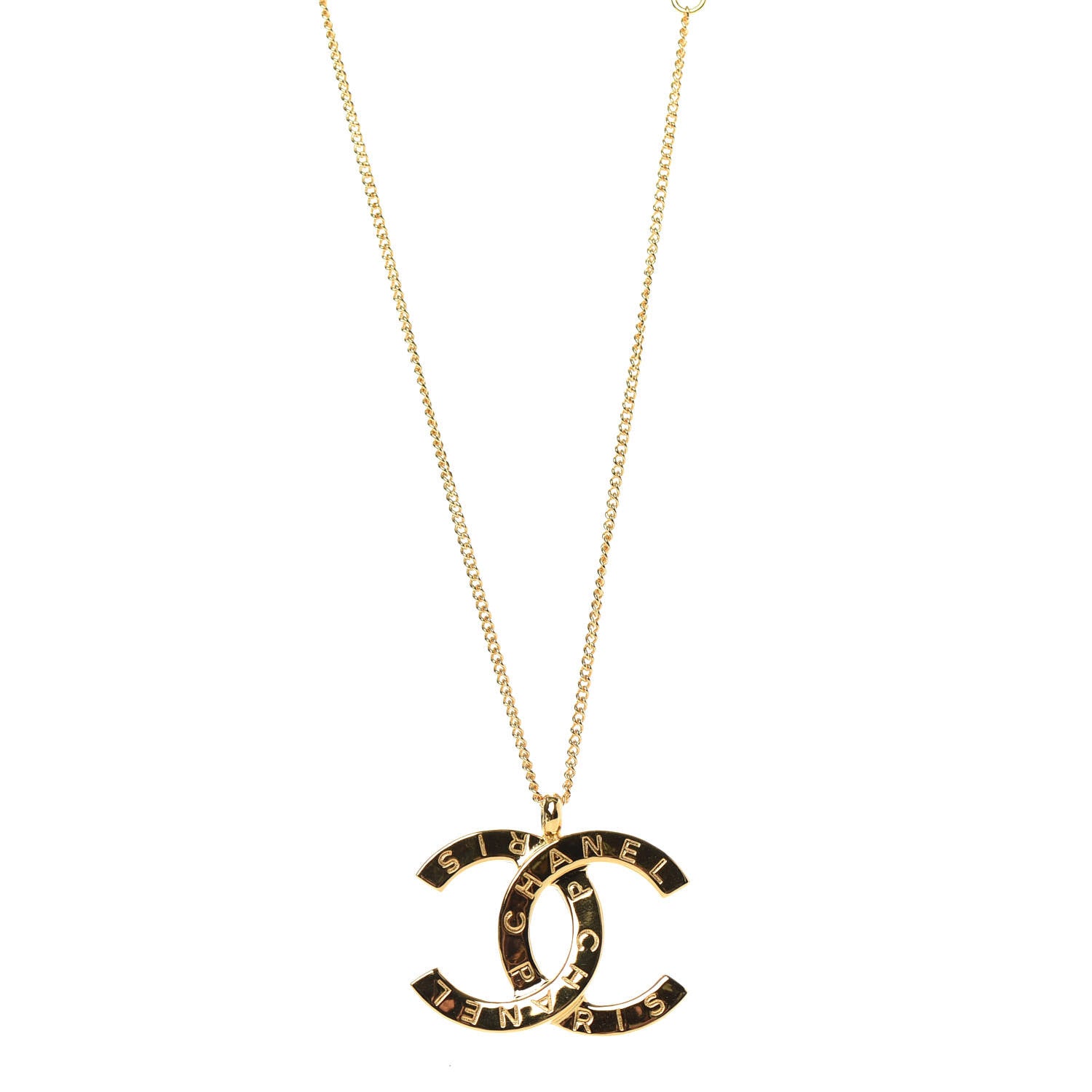 Chanel Metal CC Paris Button Necklace Gold 1 of 6