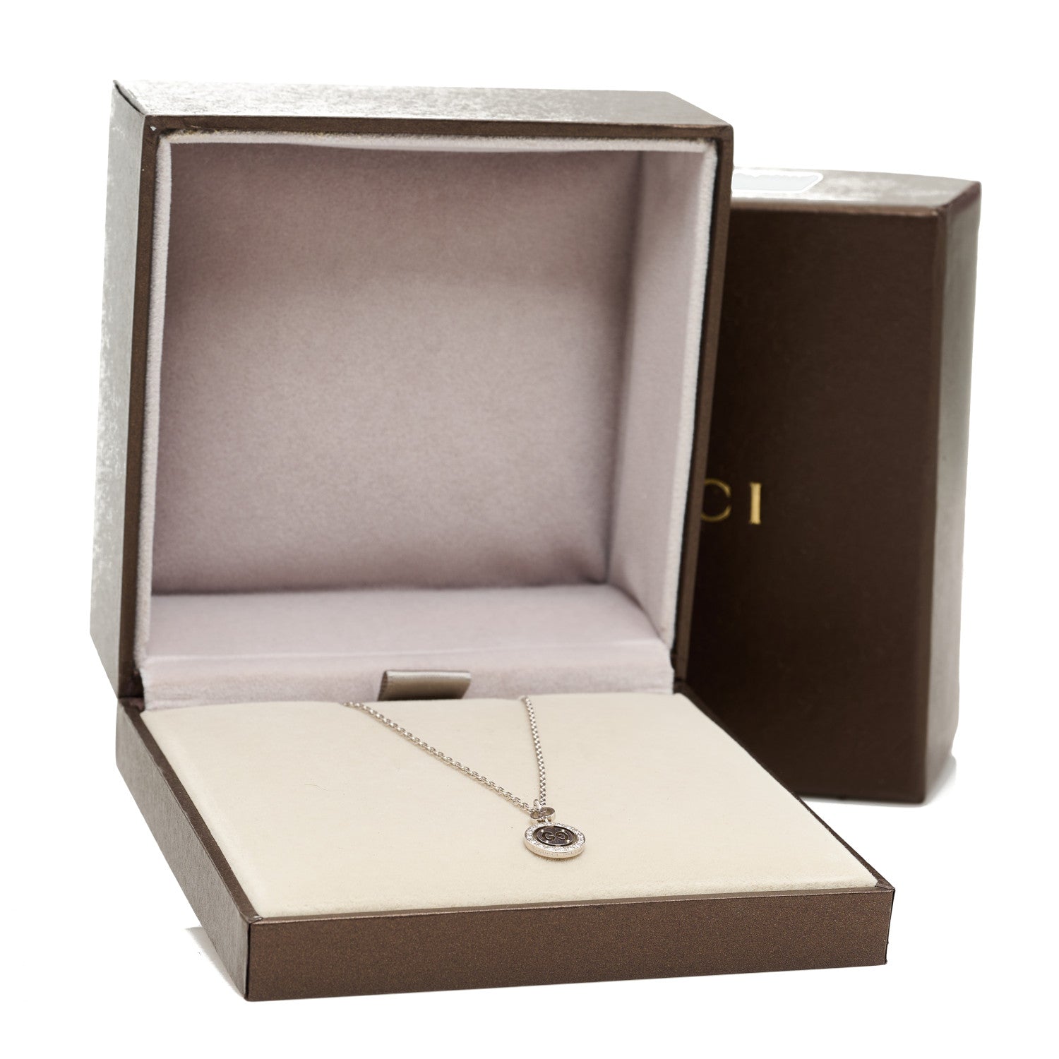 Gucci 18K White Gold Diamond 10mm Icon Twirl Pendant Necklace 7 of 7