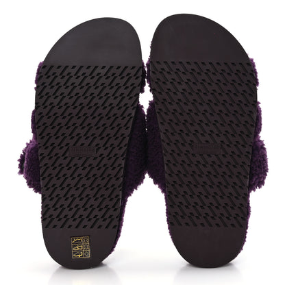 Hermes Woolskin Womens Chypre Sandals 37 Violet Fonce 5 of 8