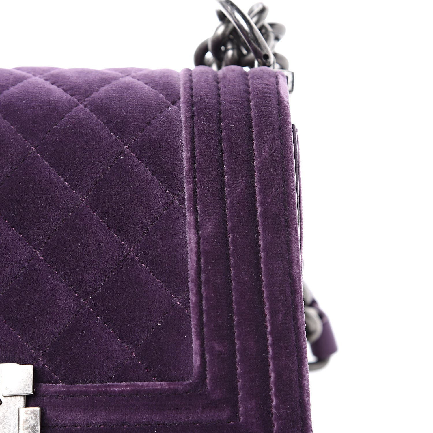Chanel Velvet Quilted Small Boy Flap Purple 10 of 12