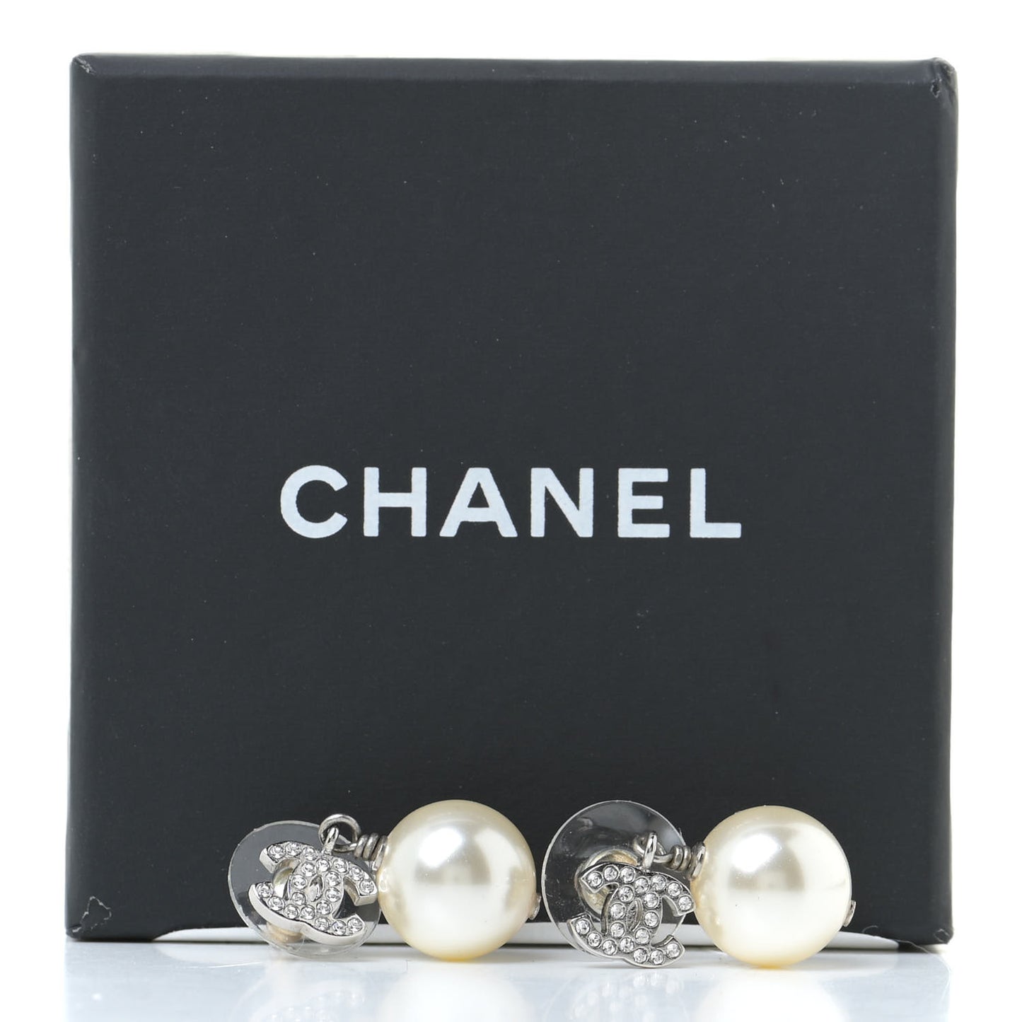 Crystal Pearl CC Drop Earrings Gold