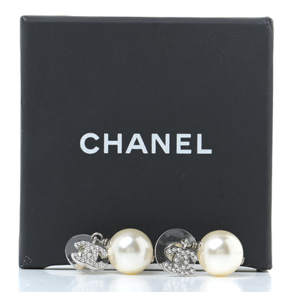 Chanel Crystal Pearl CC Drop Earrings Gold 5 of 5