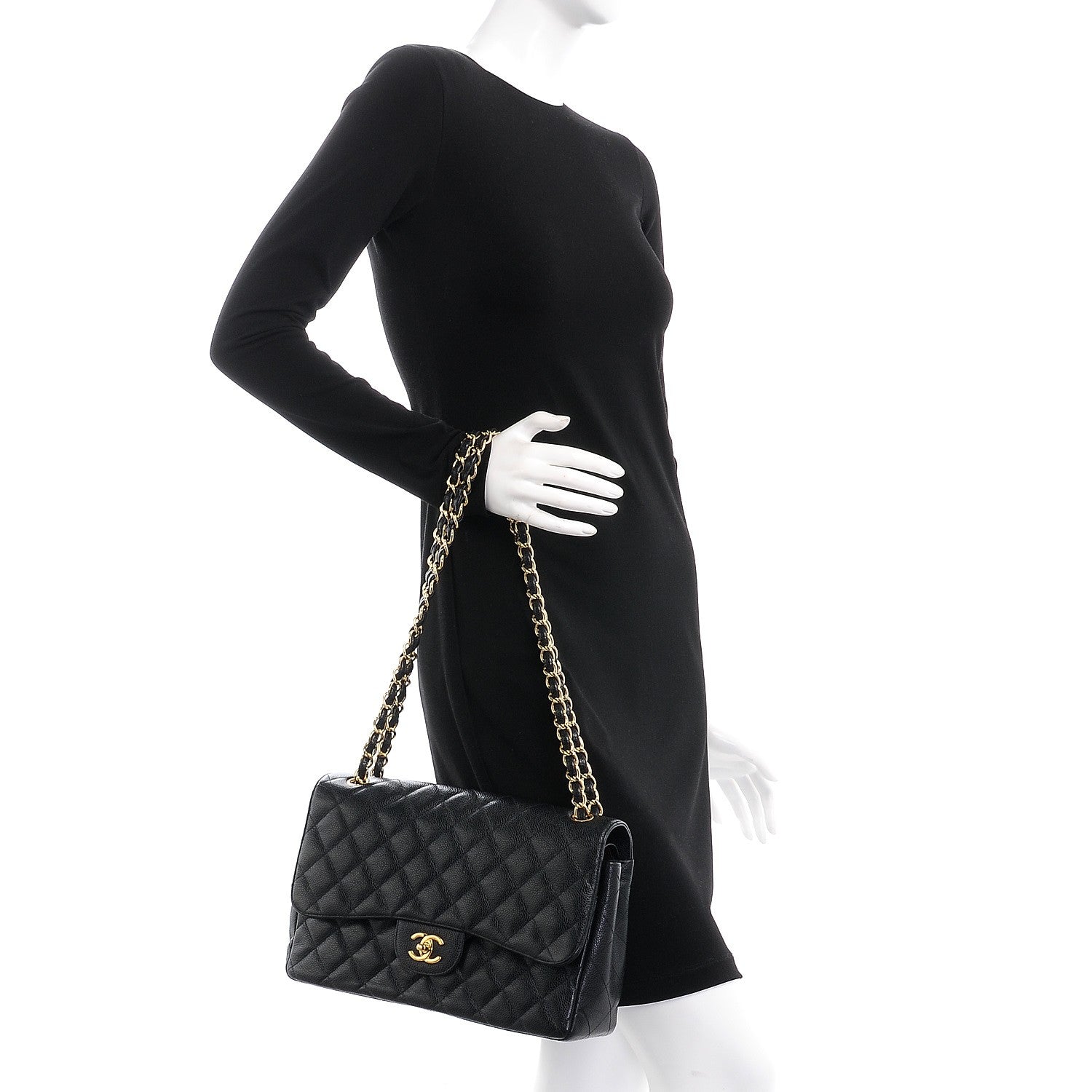 Chanel Caviar Quilted Jumbo Double Flap Black 3 of 9