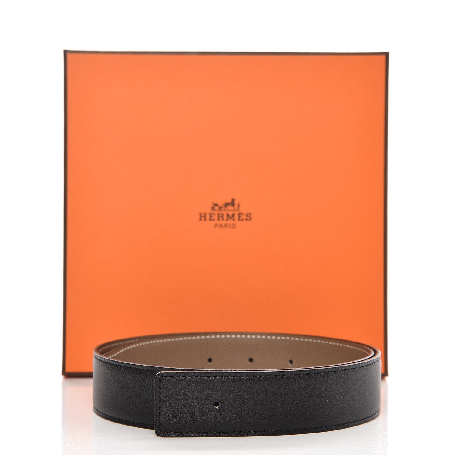 Hermes Swift Epsom 32mm Belt Strap 70 Black Etoupe 5 of 5