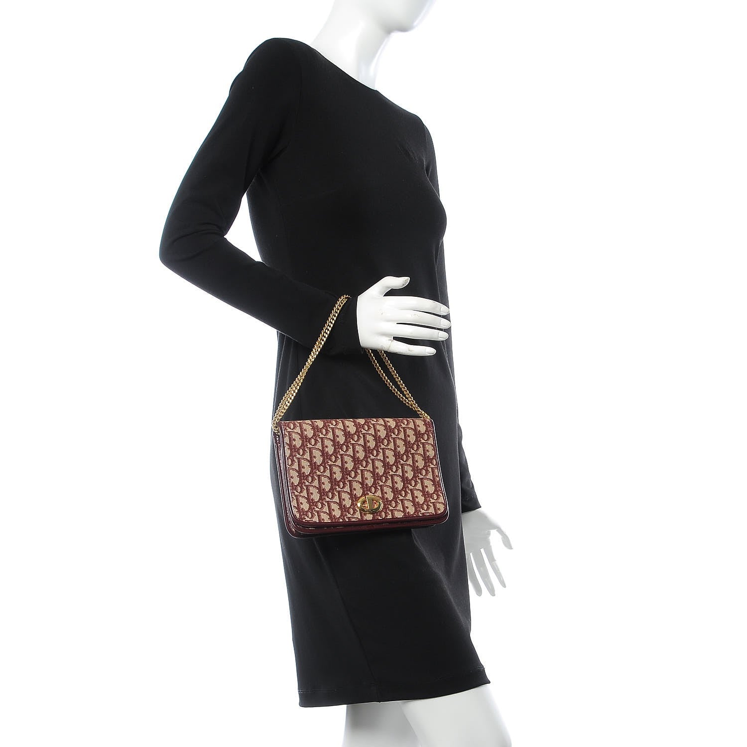 Christian Dior Monogram Chain Flap Burgundy 2 of 9