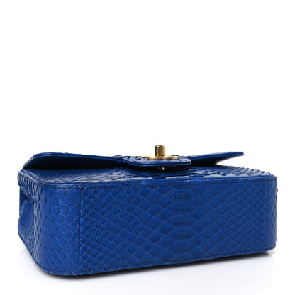 Chanel Snakeskin Mini Rectangular Flap Blue 4 of 9