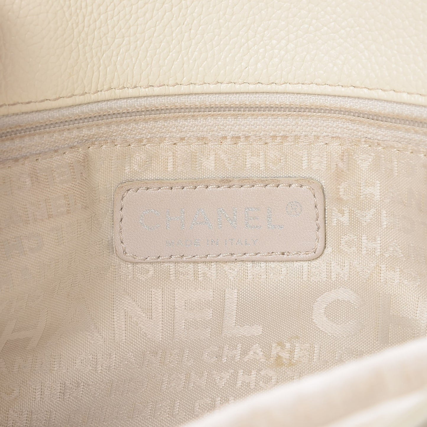 Calfskin Mademoiselle Lock Cerf Shopper Tote White