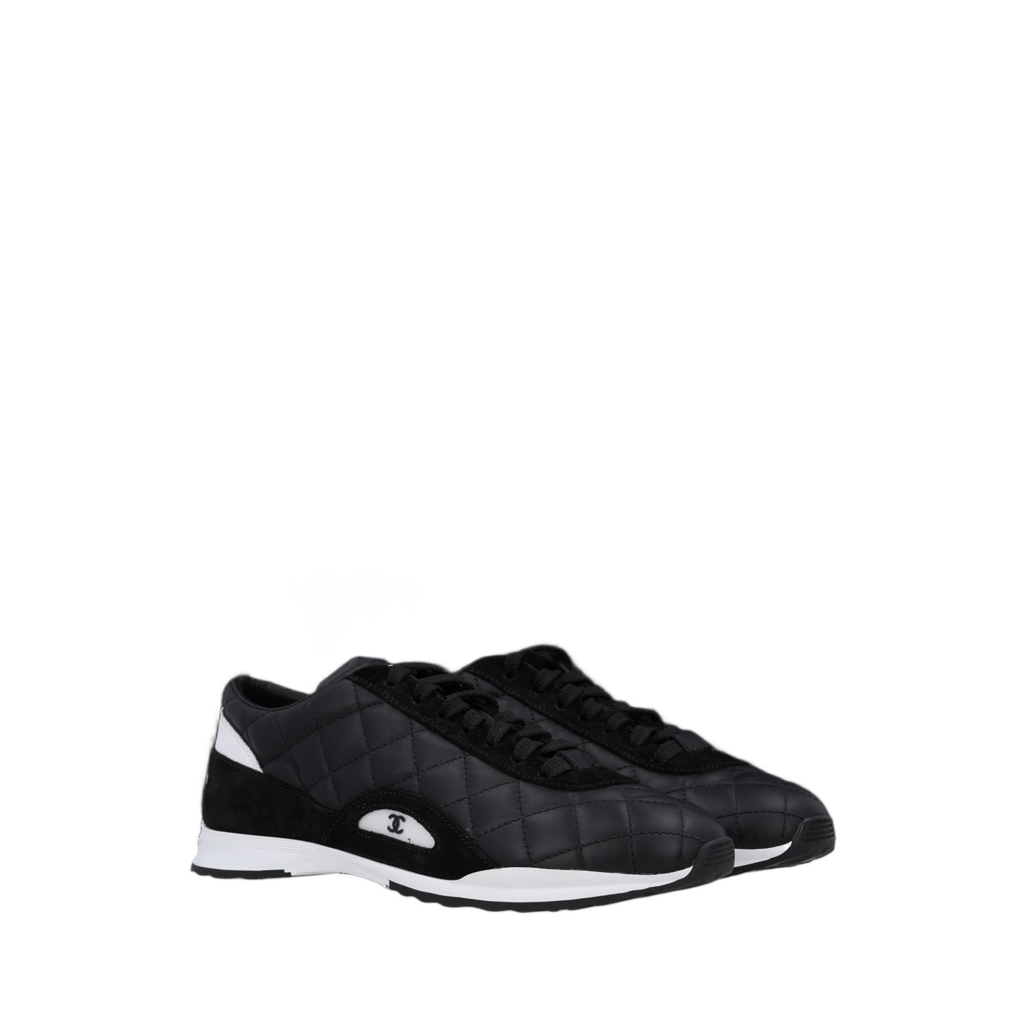 Suede Calfskin Quilted Sneakers 36.5 Black