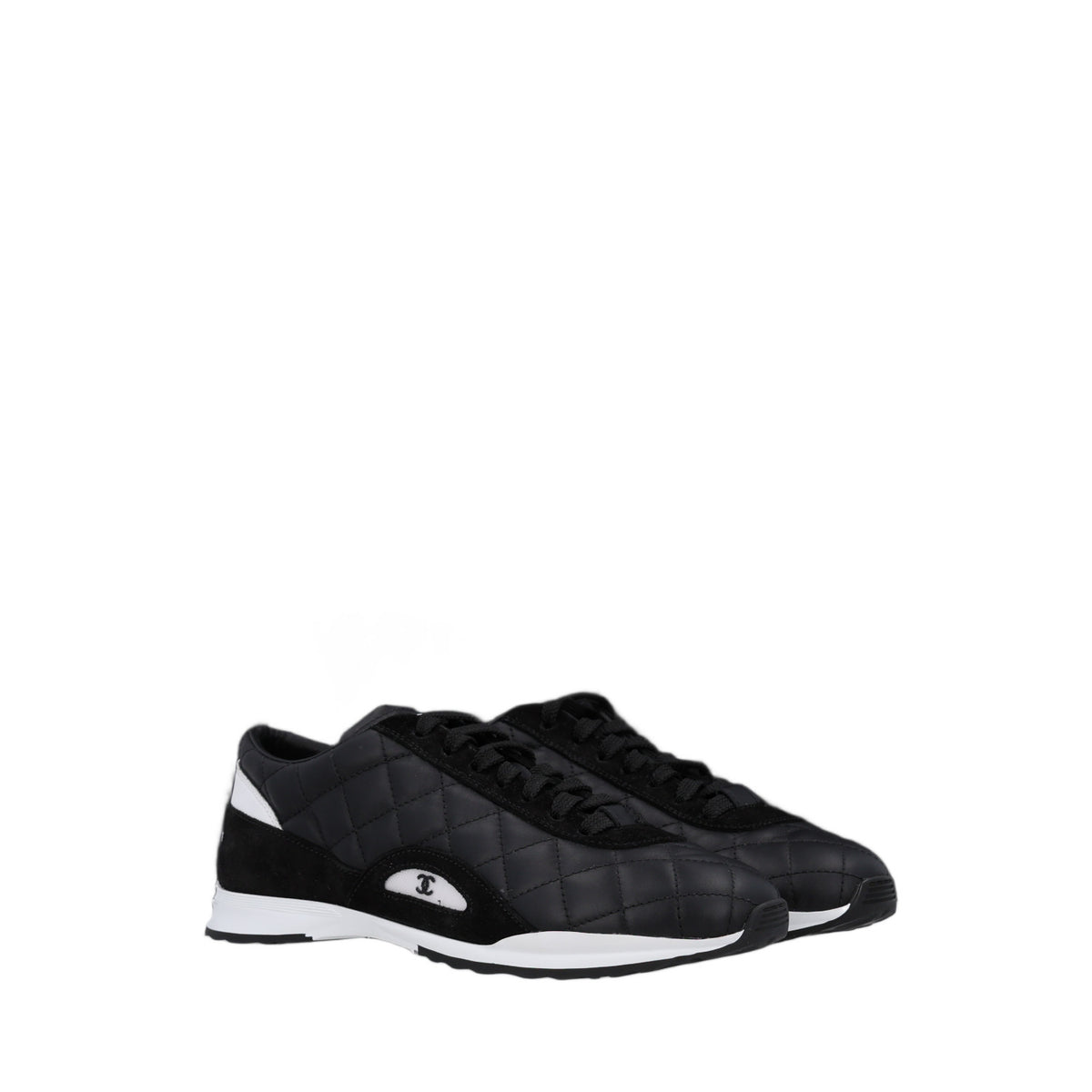 Chanel Suede Calfskin Quilted Sneakers 36.5 Black 4 of 12