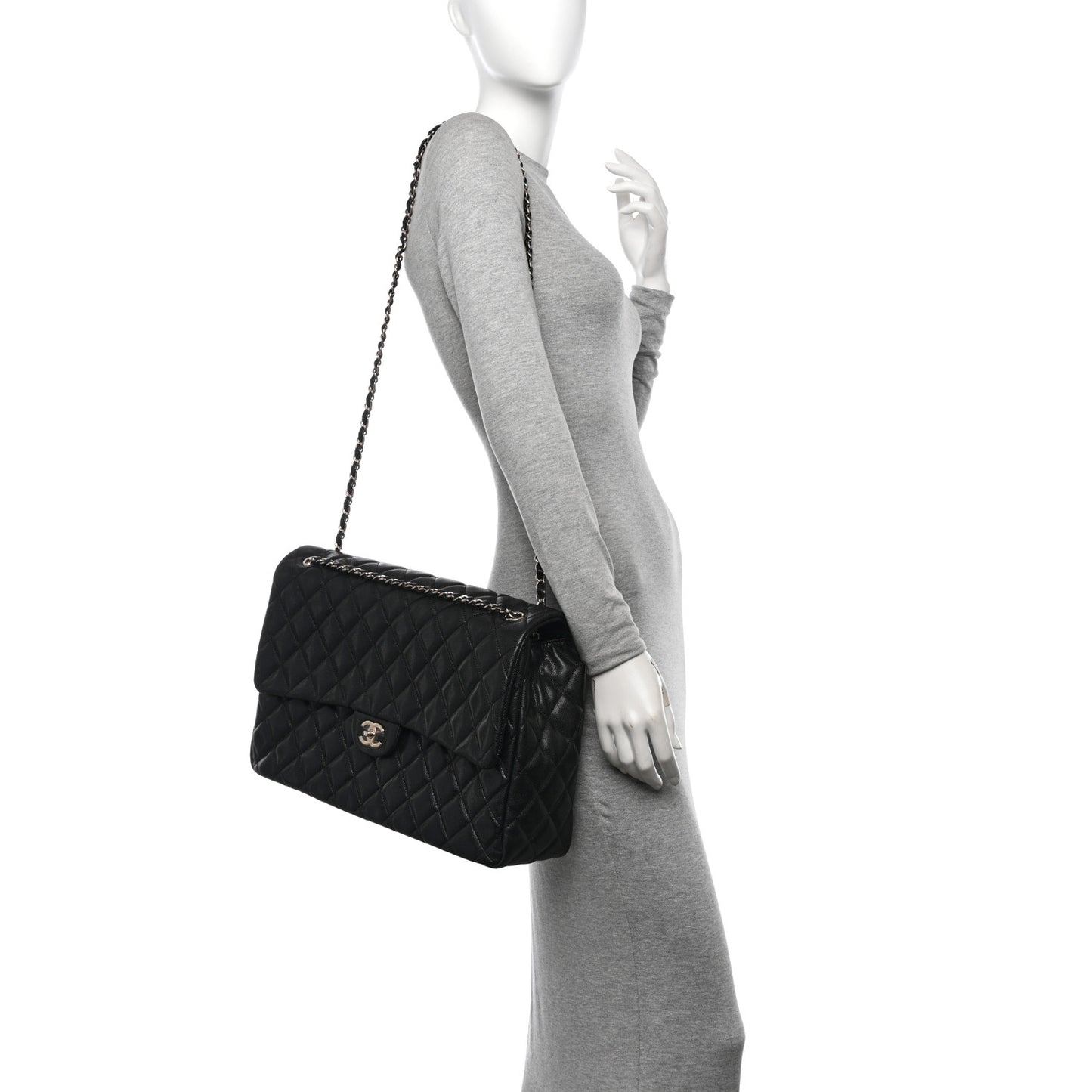 Caviar Quilted XXL Travel Flap Bag Black