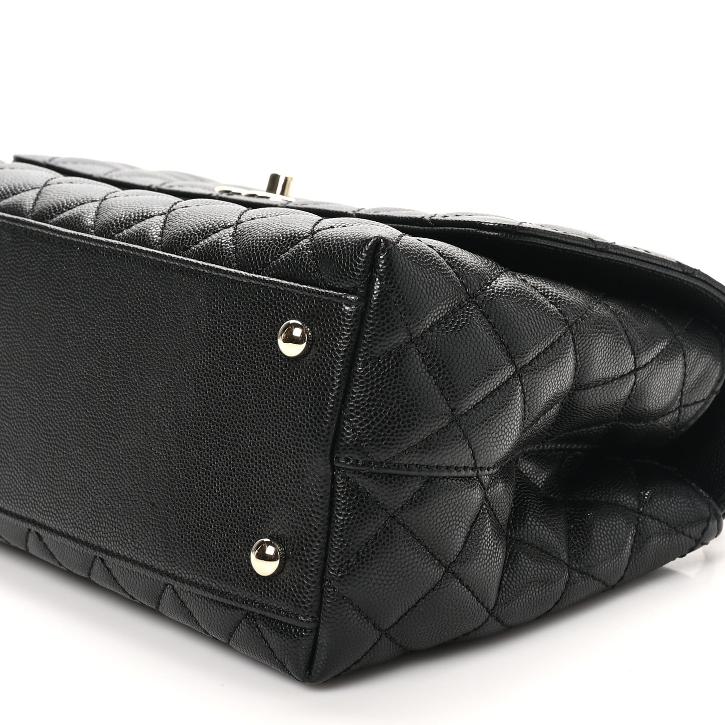 Caviar Quilted Small Coco Handle Flap Black