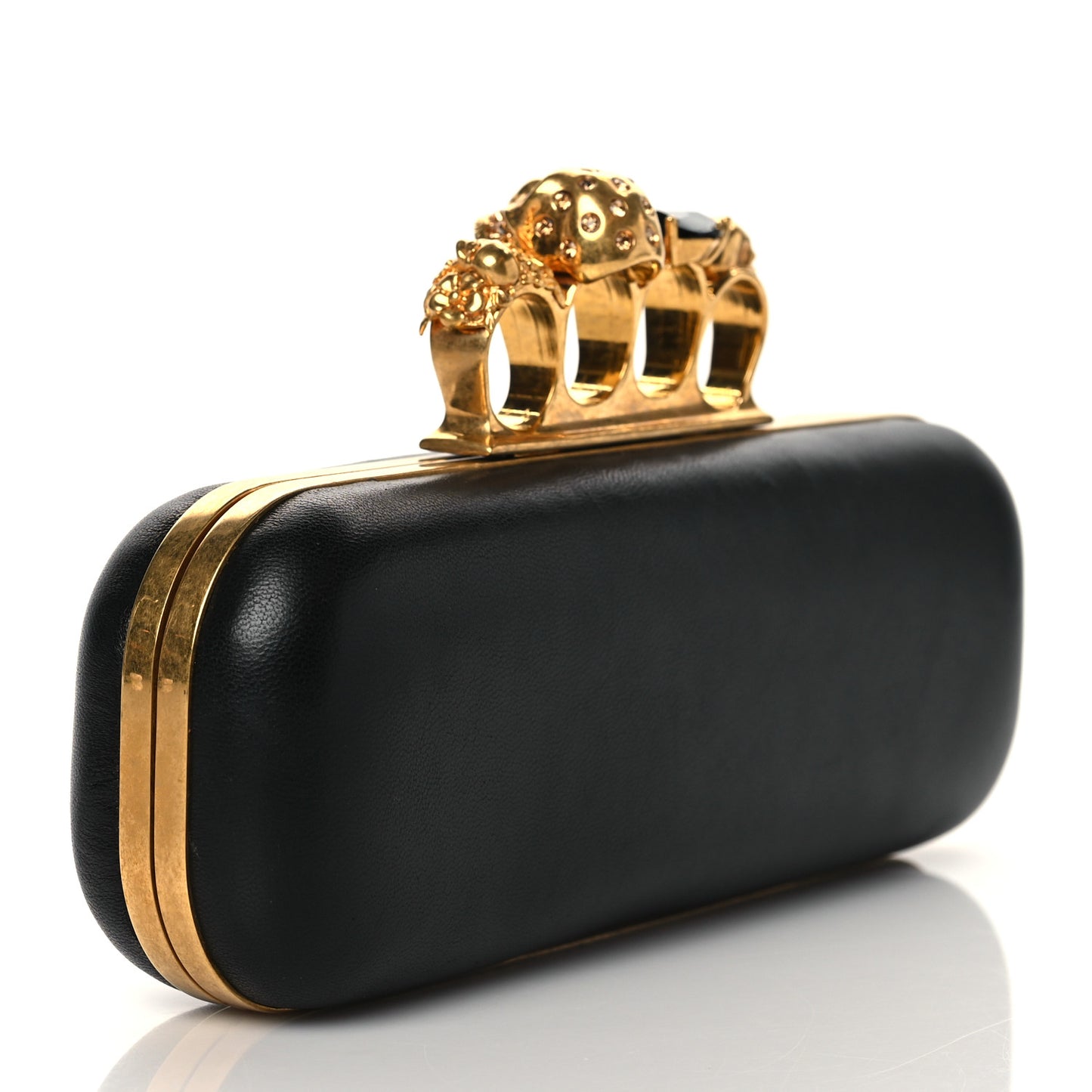 Nappa Chain Knuckle Box Clutch Black