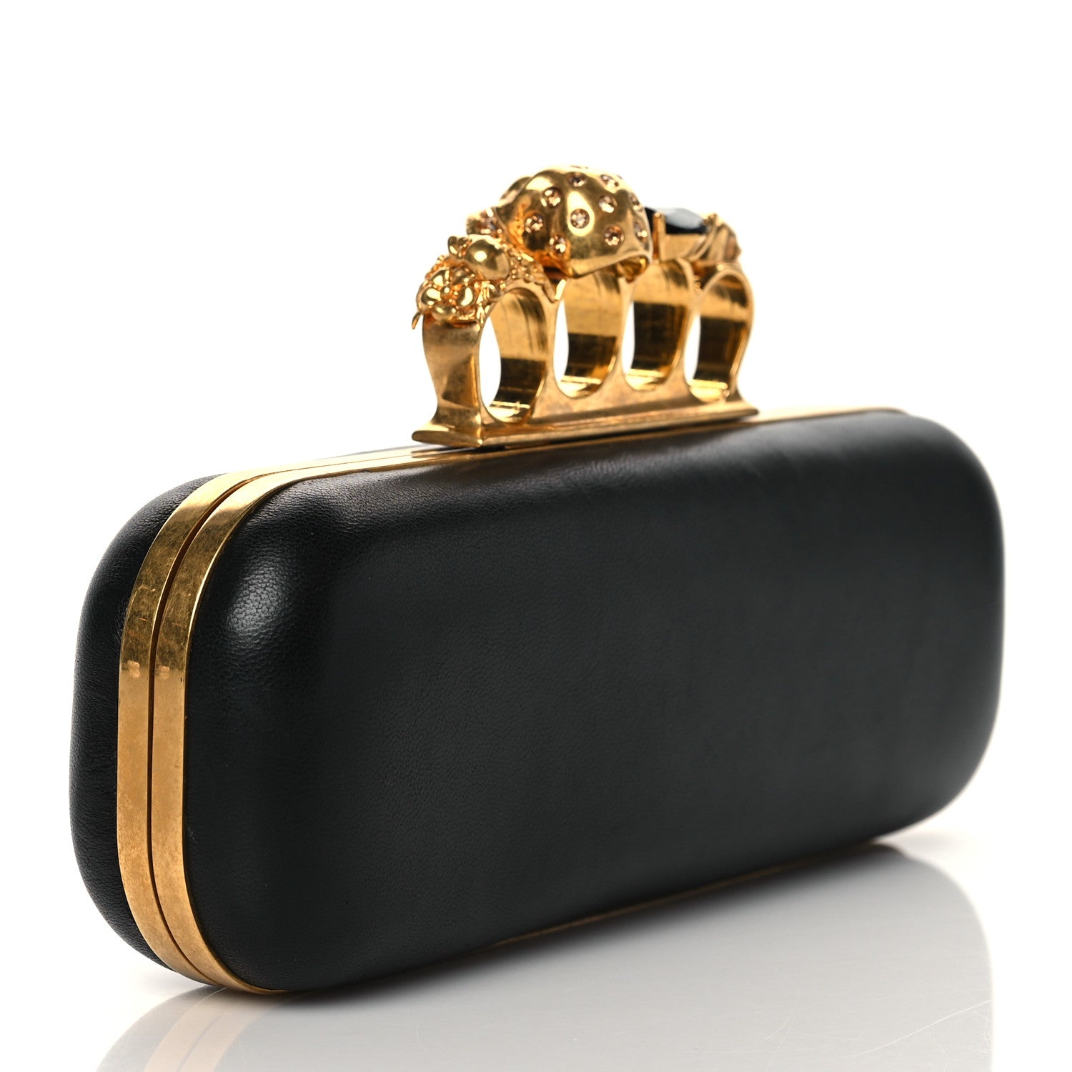 Alexander McQueen Nappa Chain Knuckle Box Clutch Black 3 of 10