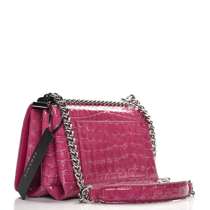 Versace Croc Stamped Patent Palazzo Sultan Shoulder Bag Praire Pink 3 of 6