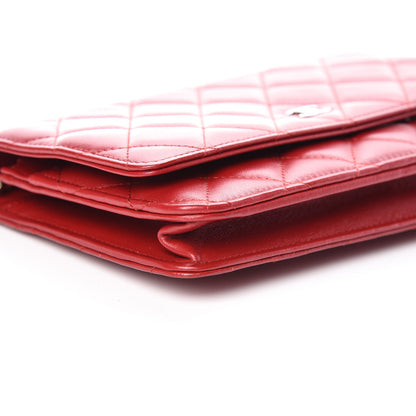 Chanel Lambskin Quilted Wallet On Chain WOC Red 5 of 10