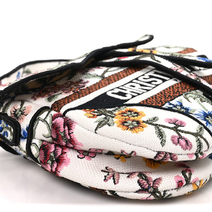 Christian Dior Canvas Embroidered Petites Fleurs Saddle Bag White Multicolor 9 of 10