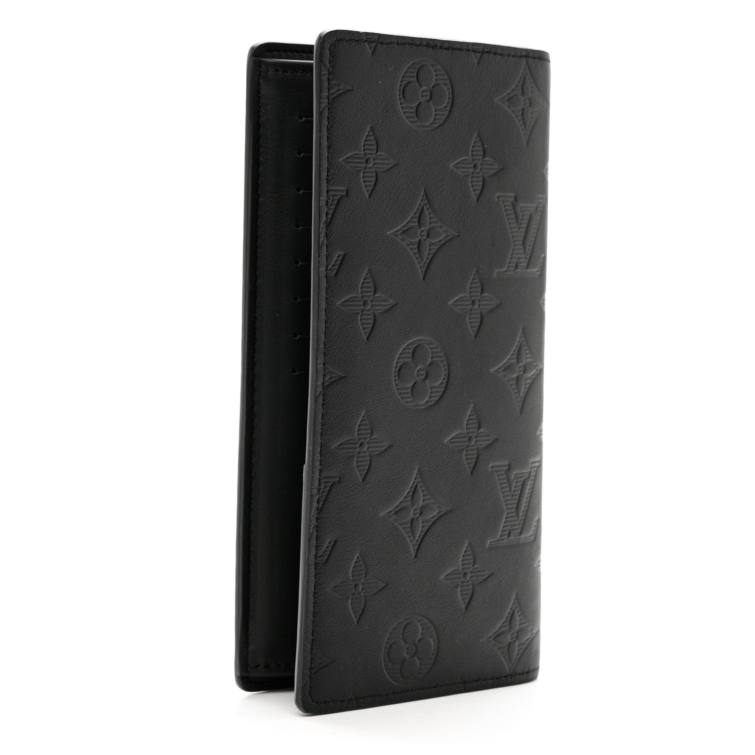 Louis Vuitton Calfskin Monogram Shadow Brazza Wallet Black 4 of 6