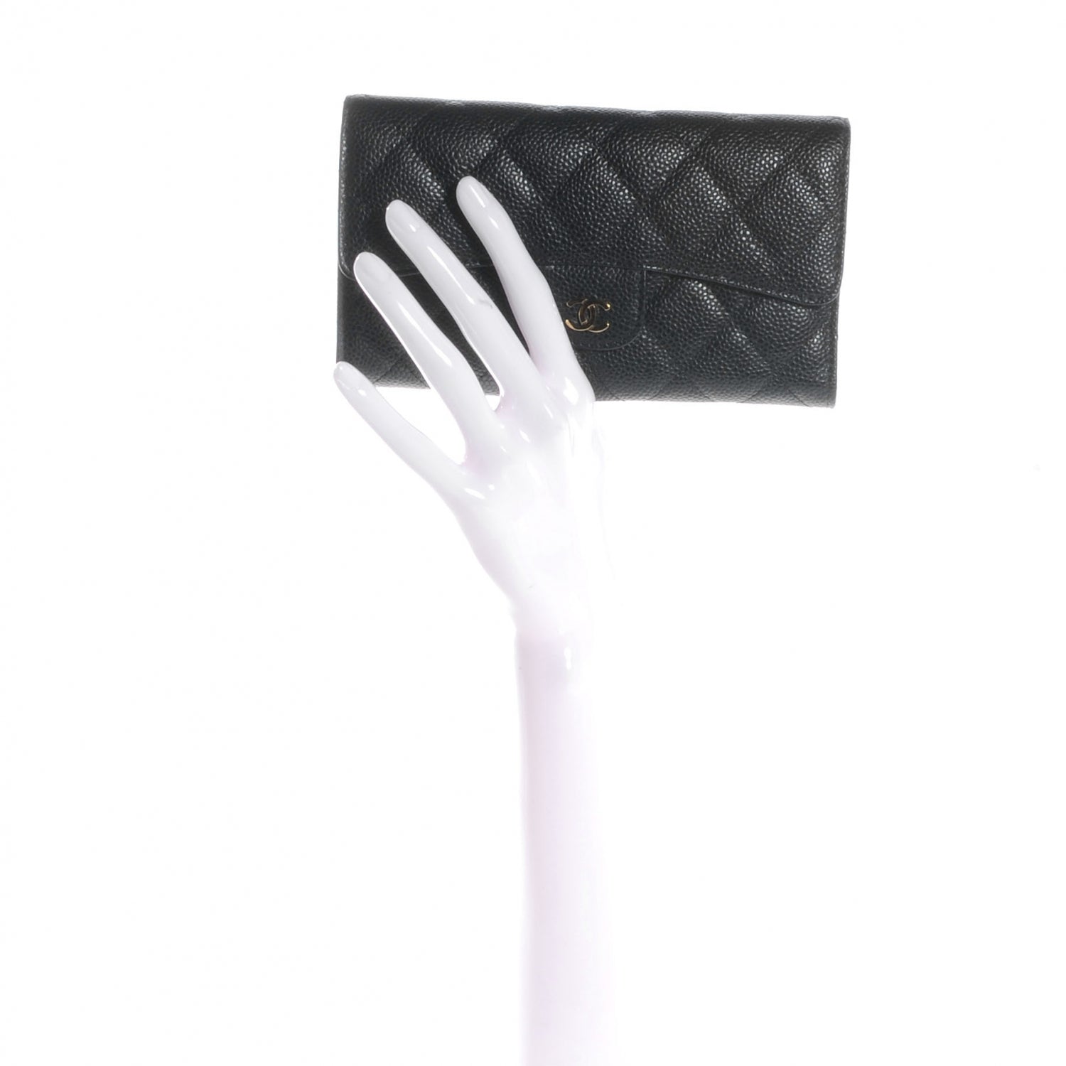 Chanel Caviar Quilted Long Flap Wallet Black 2 of 9