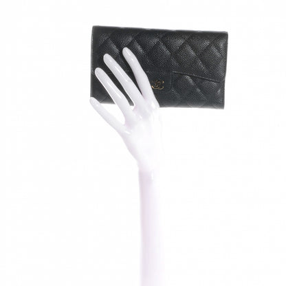 Chanel Caviar Quilted Long Flap Wallet Black 2 of 9