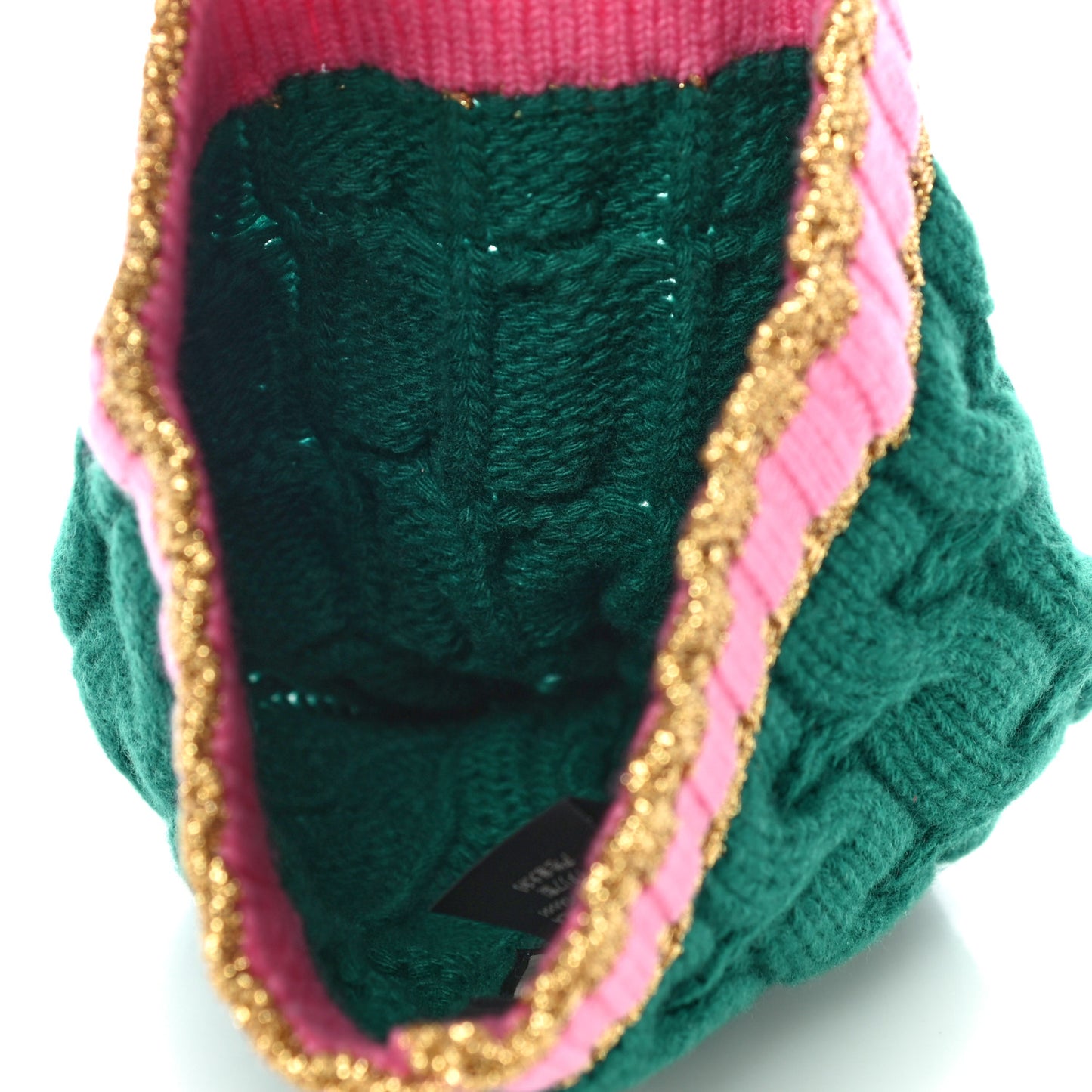 Wool Cashmere Polyamide Cable Knit Bonhate Beanie Hat M Grass Green Pink
