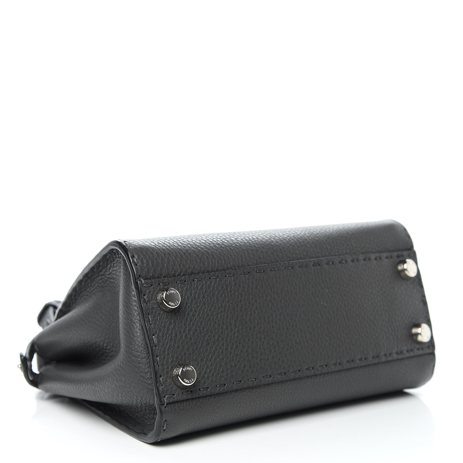 Fendi Cuoio Romano Selleria Bi-Color Mini Peekaboo Iconic Satchel Asfalto Latte 4 of 10