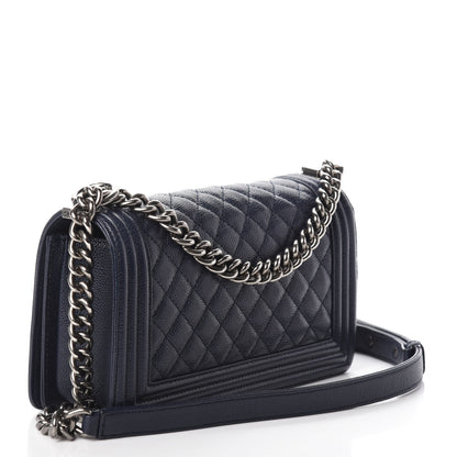 Chanel Caviar Quilted Medium Boy Flap Navy 3 of 10