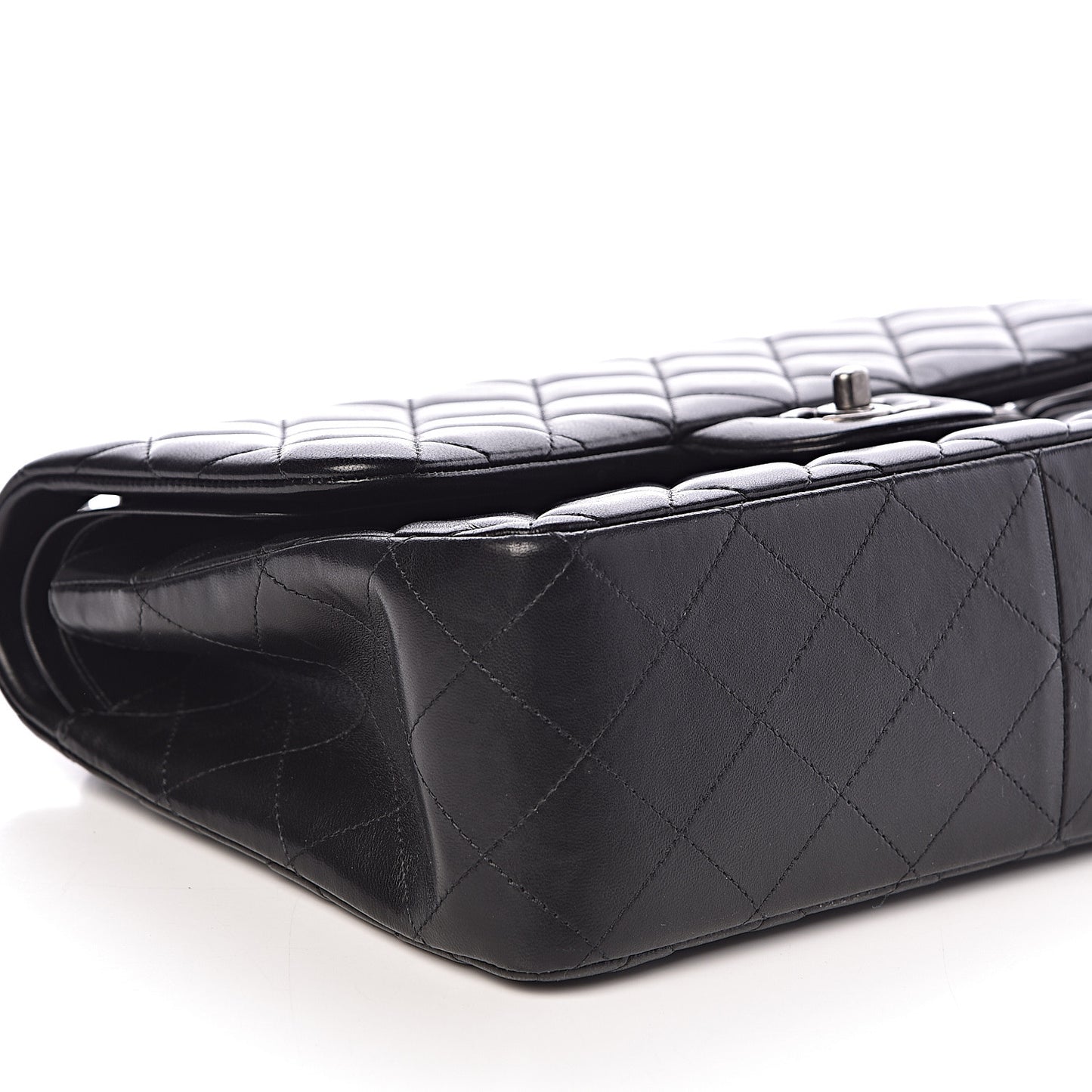 Lambskin Quilted Jumbo Double Flap Black