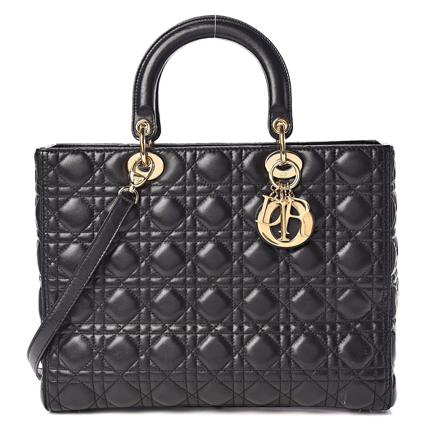 Lambskin Cannage Large Lady Dior Black