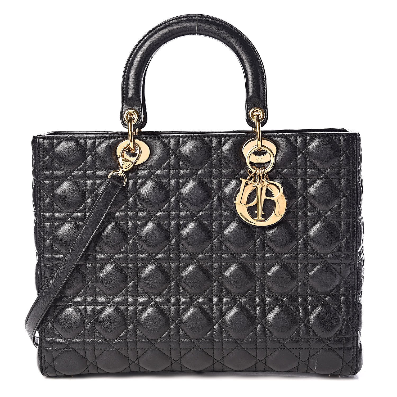 Christian Dior Lambskin Cannage Large Lady Dior Black 1 of 17