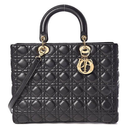 Christian Dior Lambskin Cannage Large Lady Dior Black 1 of 17
