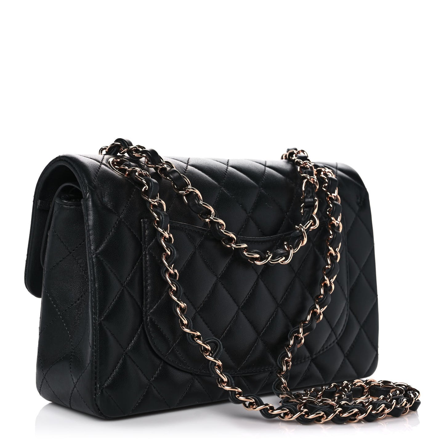Lambskin Quilted Small Double Flap Black