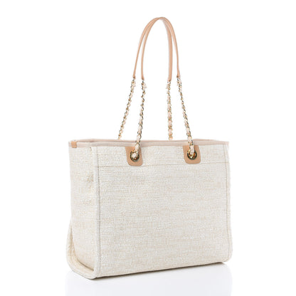 Chanel Canvas Small Deauville Tote Light Beige 3 of 10
