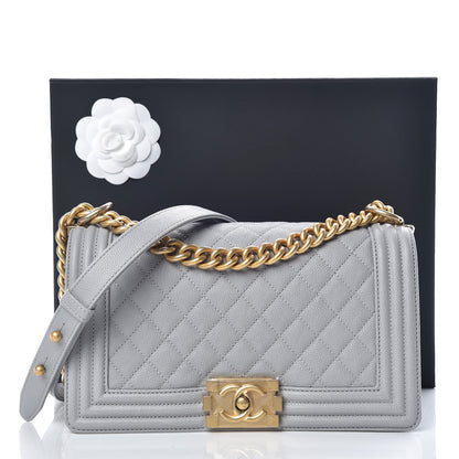 Chanel Caviar Quilted Medium Boy Flap Grey 10 of 10