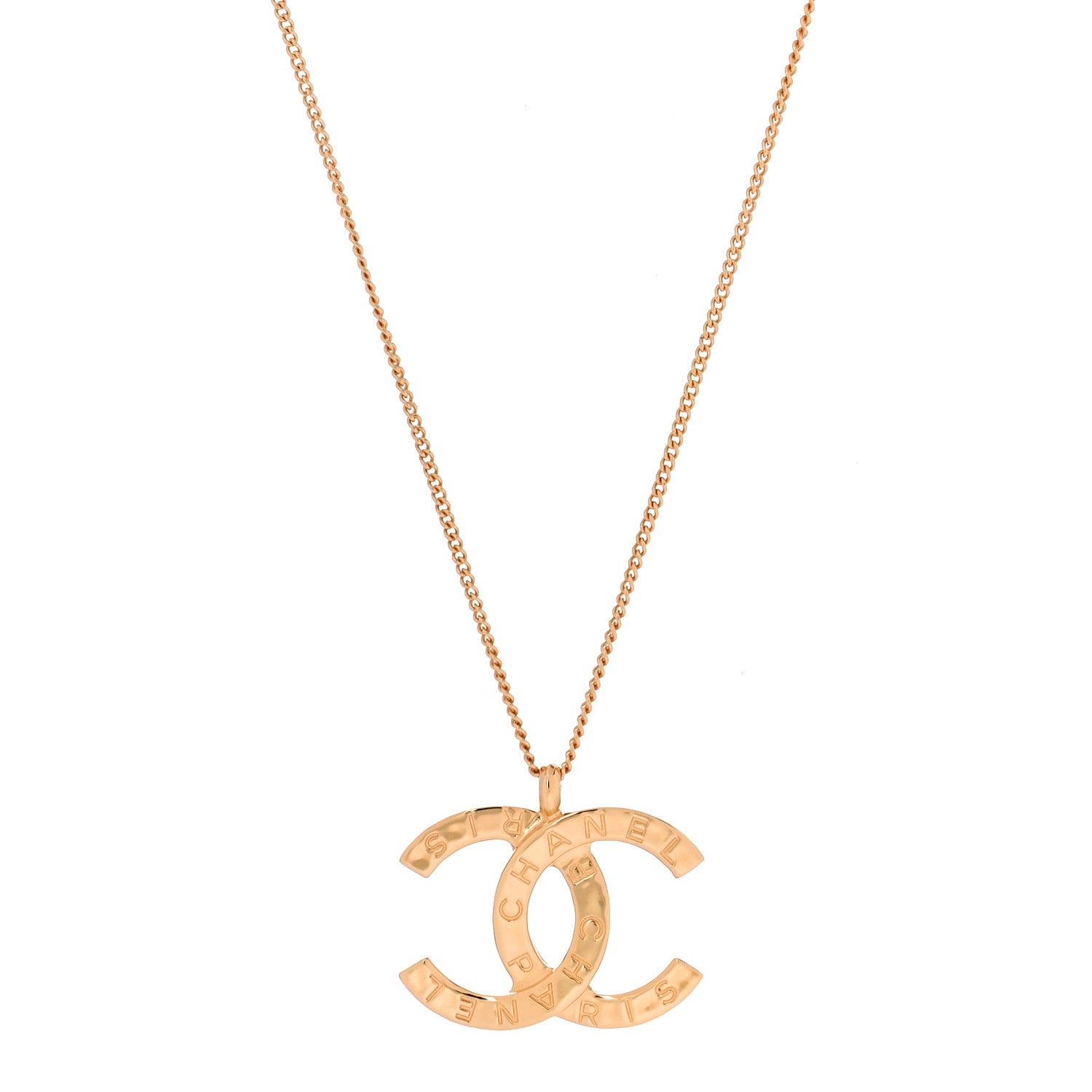 Chanel Metal CC Paris Button Necklace Gold 1 of 6