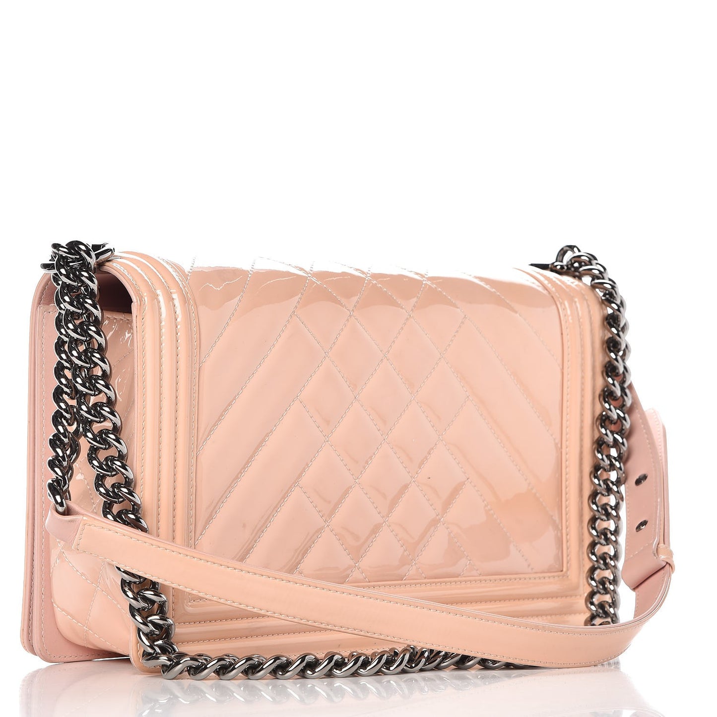 Patent Chevron New Medium Boy Flap Light Pink