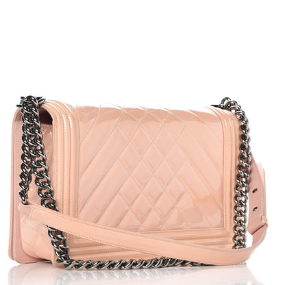 Chanel Patent Chevron New Medium Boy Flap Light Pink 3 of 16
