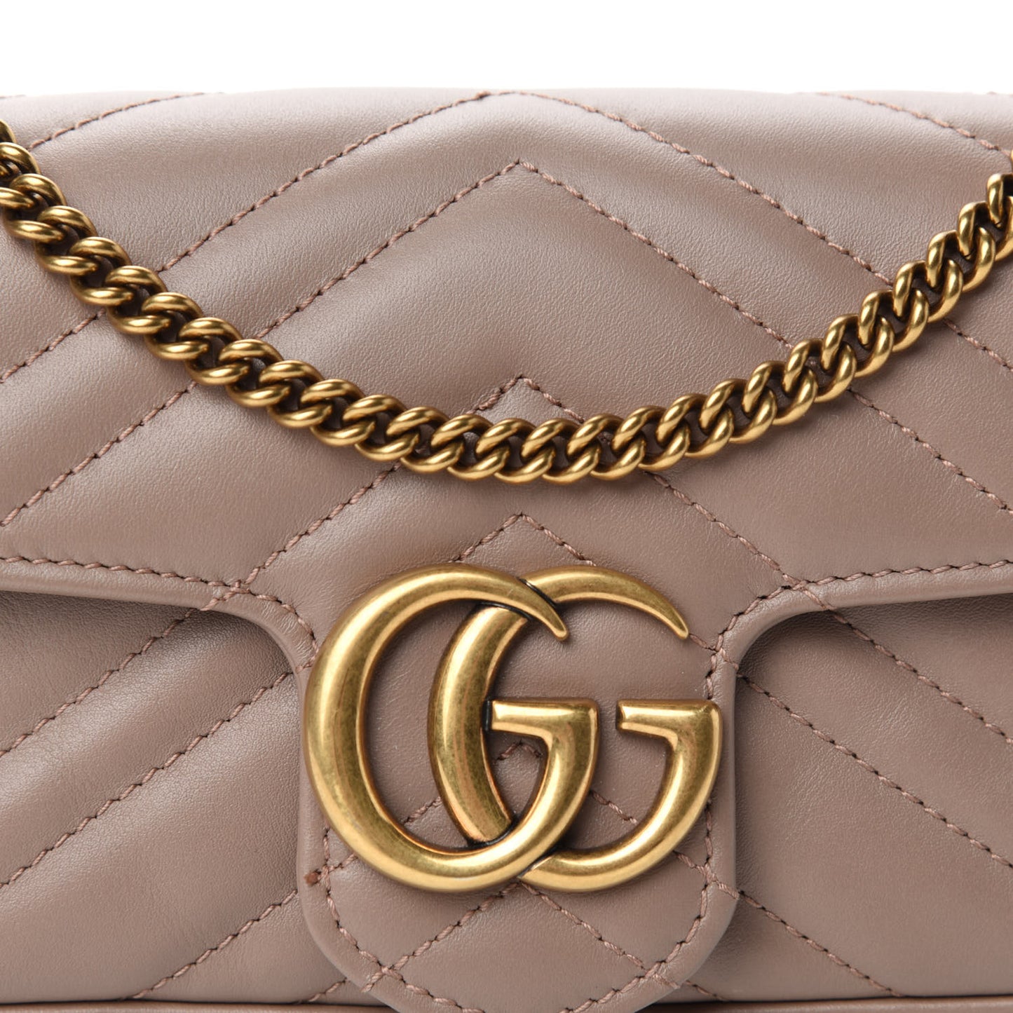 Calfskin Matelasse Super Mini GG Marmont Shoulder Bag Porcelain Rose