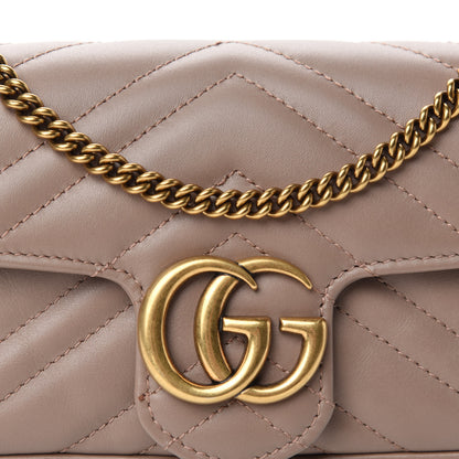 Gucci Calfskin Matelasse Super Mini GG Marmont Shoulder Bag Porcelain Rose 11 of 12
