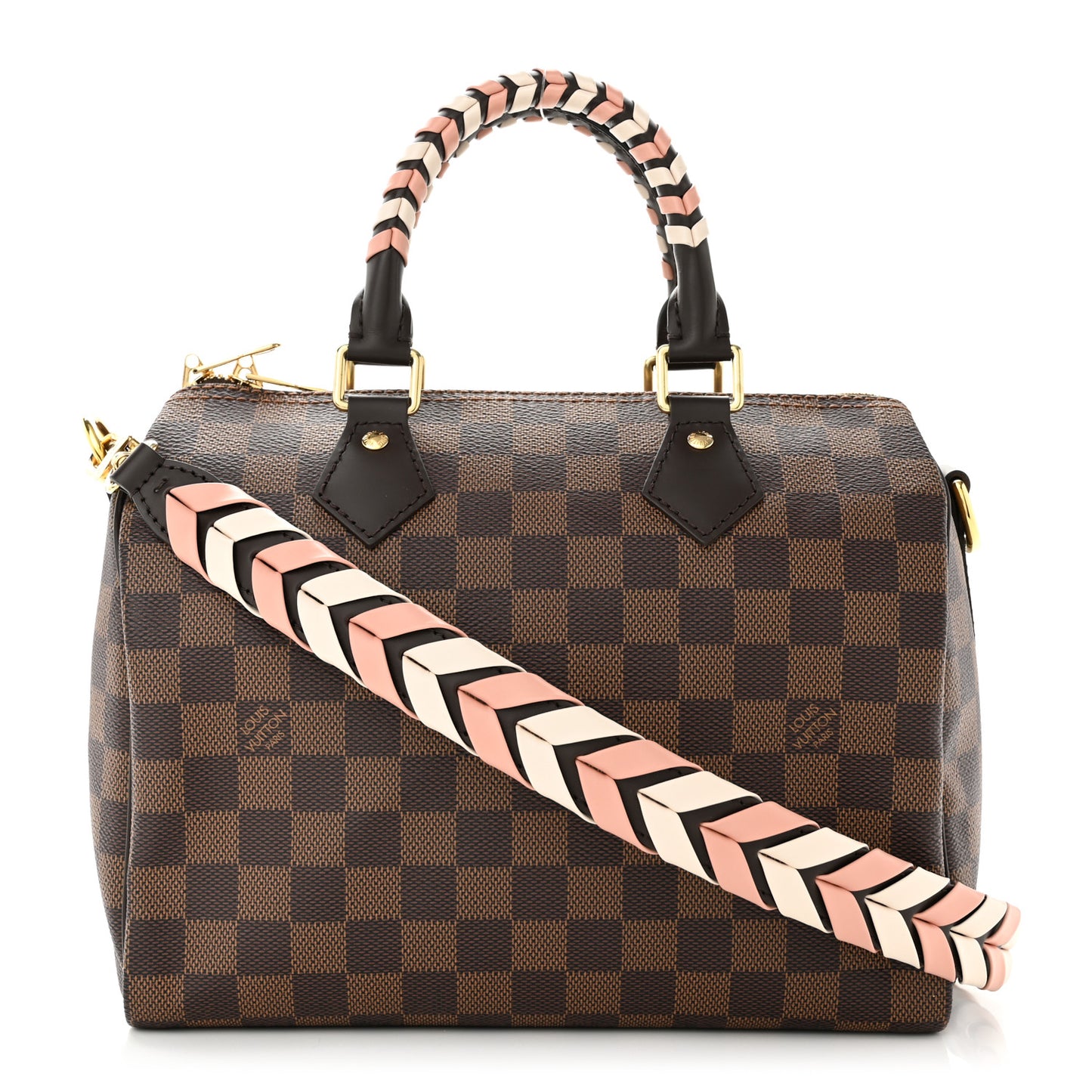 Damier Ebene Braided Speedy Bandouliere 25 Pink