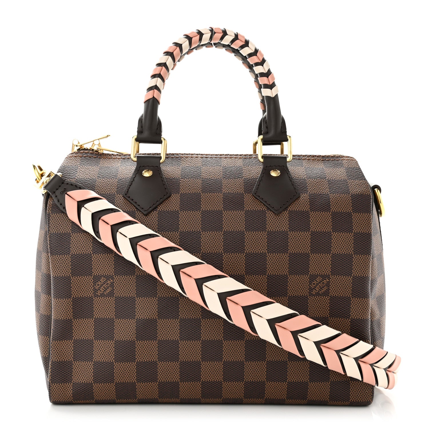 Louis Vuitton Damier Ebene Braided Speedy Bandouliere 25 Pink 1 of 9