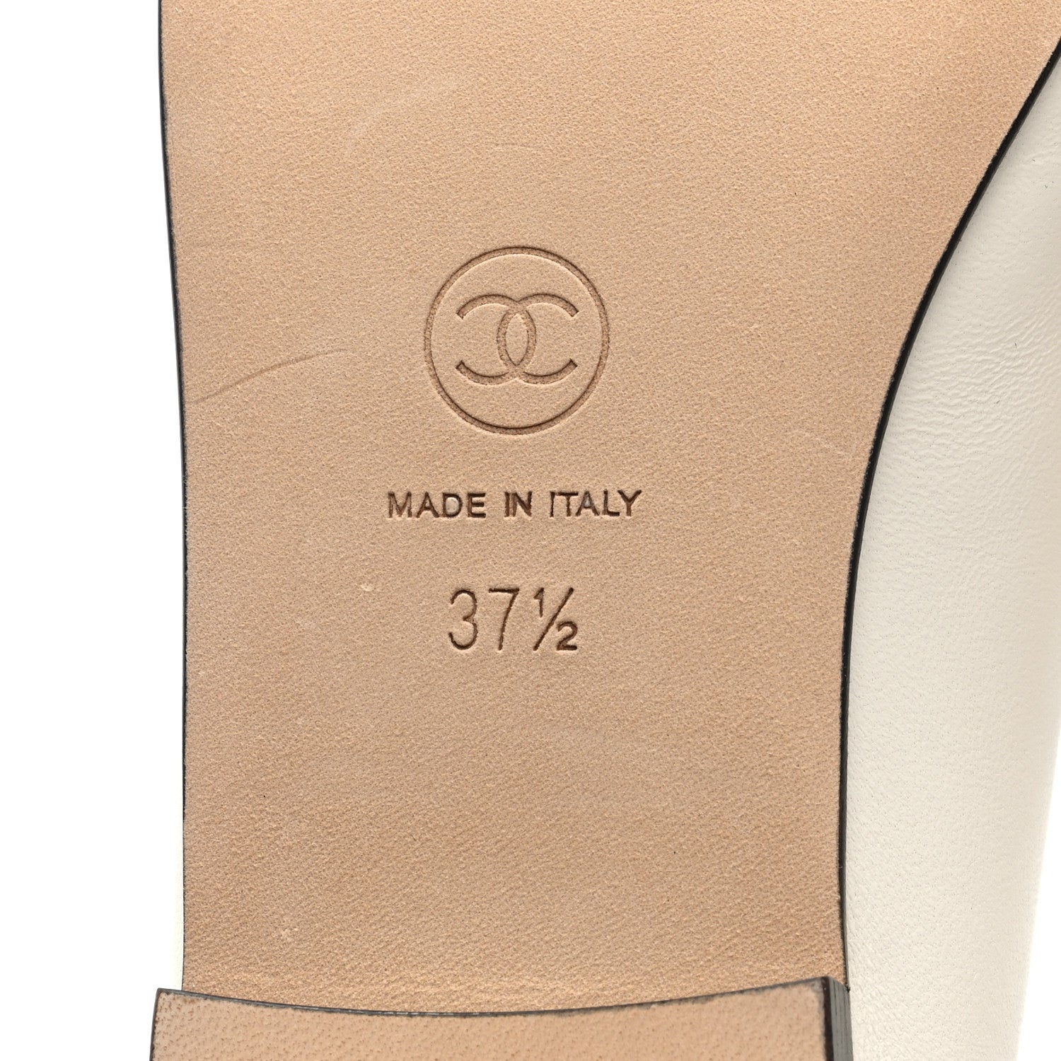 Chanel Lambskin Cap Toe CC Ballerina Flats 37.5 White Black 7 of 10