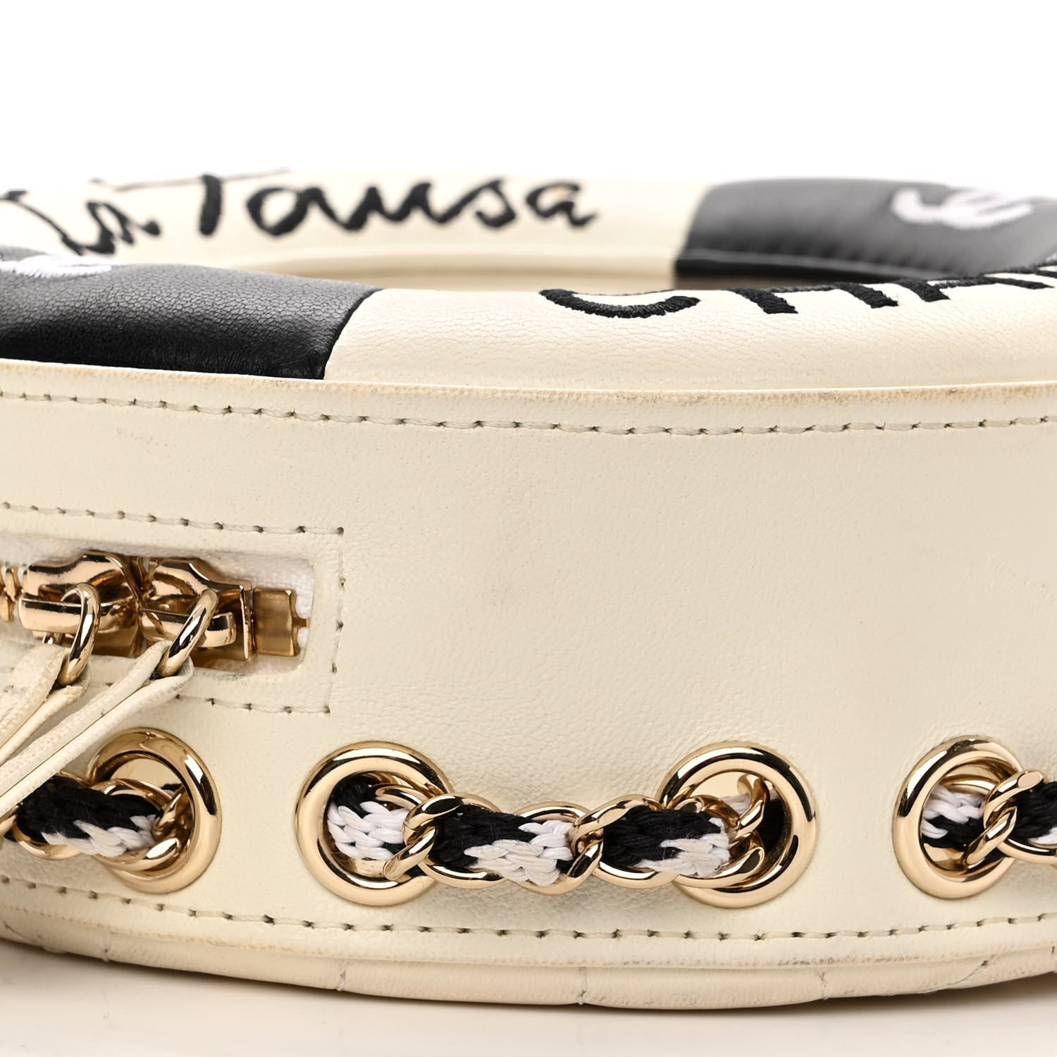 Chanel Lambskin Coco Lifesaver Round Bag Black White 8 of 15