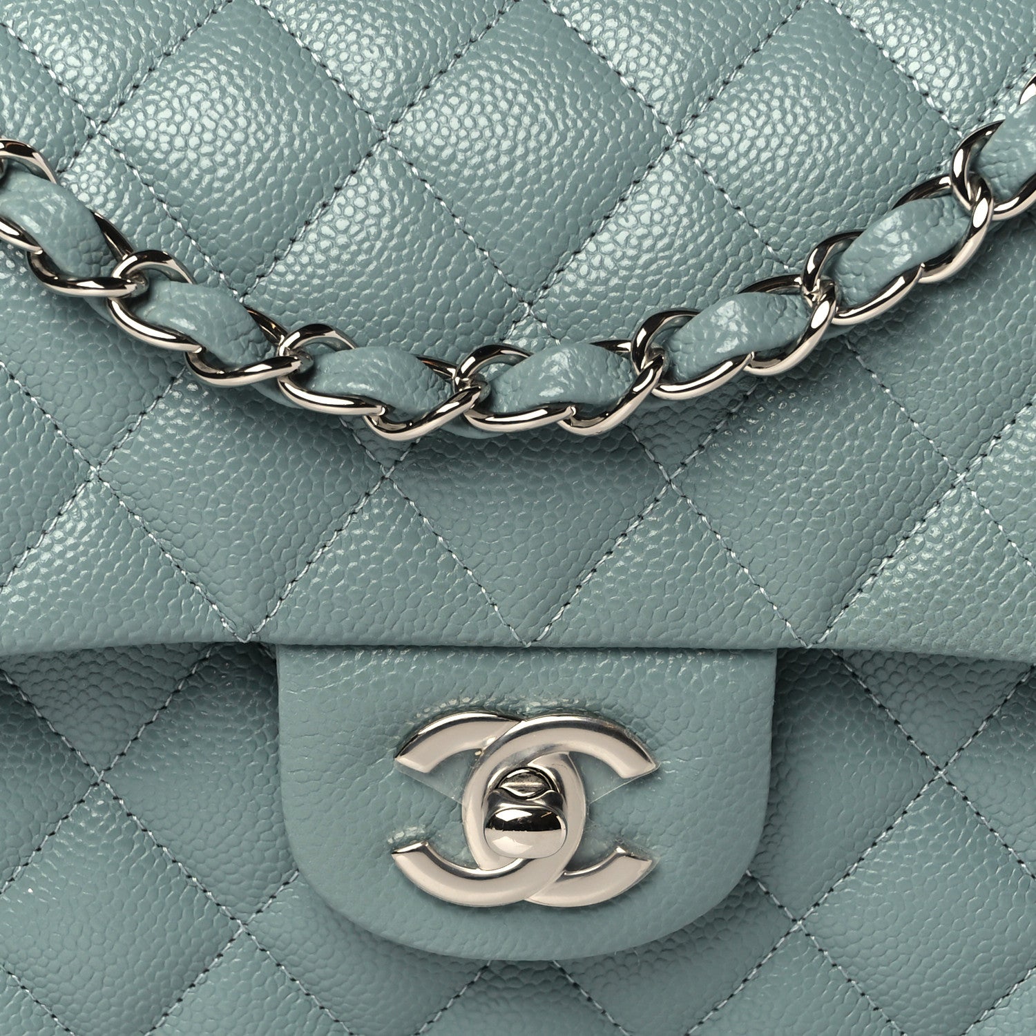 Chanel Caviar Quilted Small Double Flap Light Blue 8 of 10