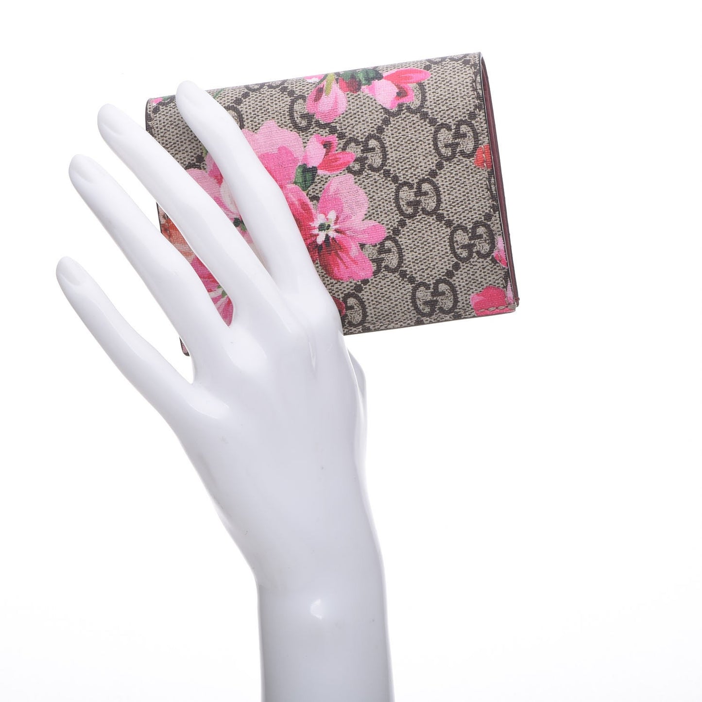 GG Supreme Monogram Blooms Card Case Beige Multicolor Dry Rose