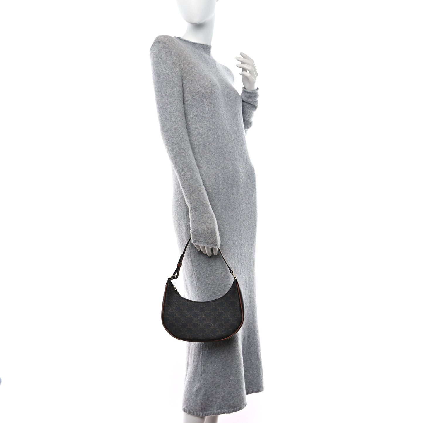 Triomphe Canvas Calfskin Ava Shoulder Bag Tan