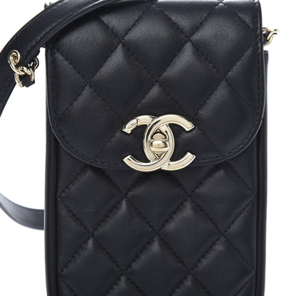 Chanel Lambskin Quilted Phone Chain Clutch Waist Bag Black 11 of 12
