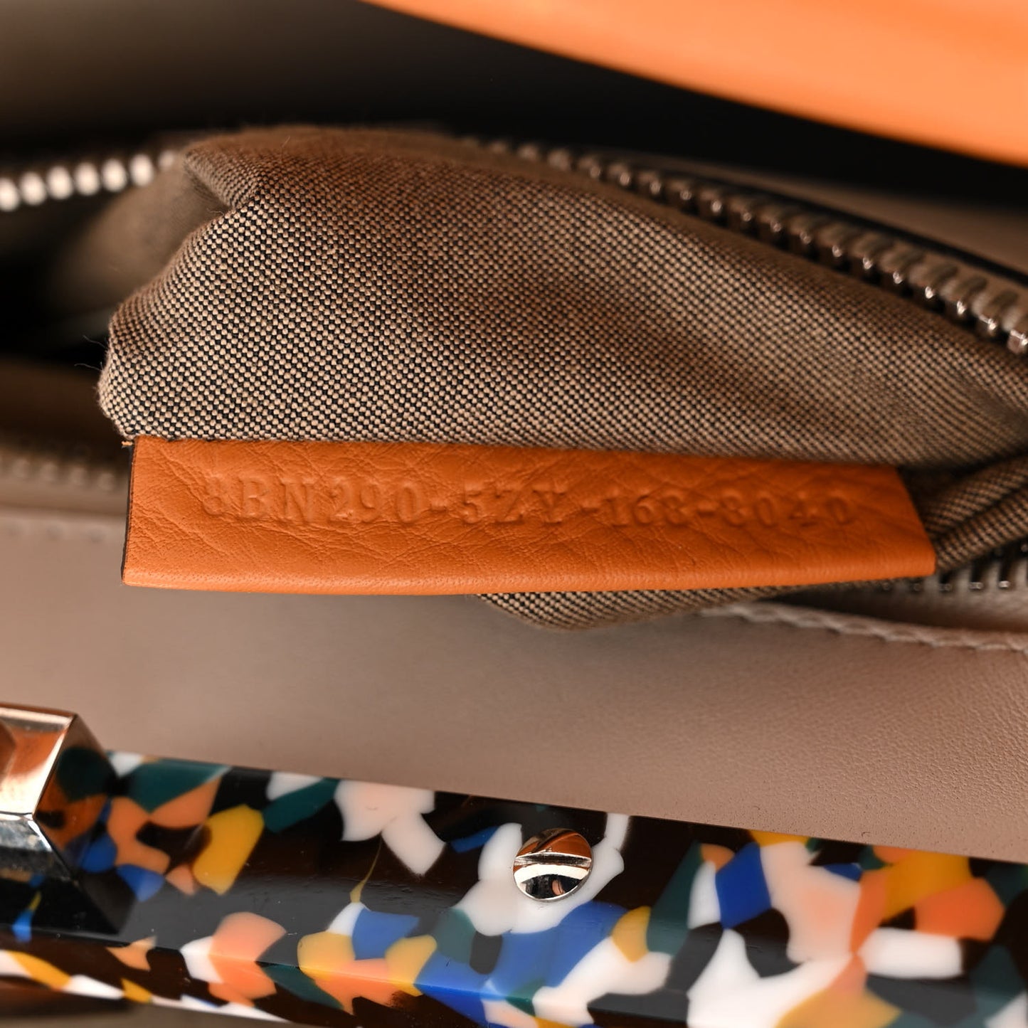 Vitello Seta Shiny Nappa Plexiglass Granite Medium Peekaboo Iconic Satchel Ginger Latte